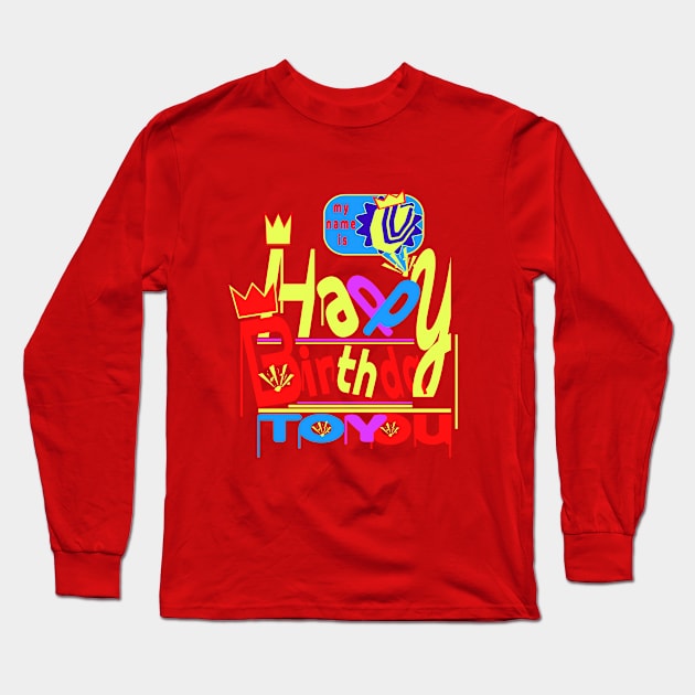 Happy Birthday Alphabet Letter (( V )) Dazzling Creative Design Long Sleeve T-Shirt by Top-you